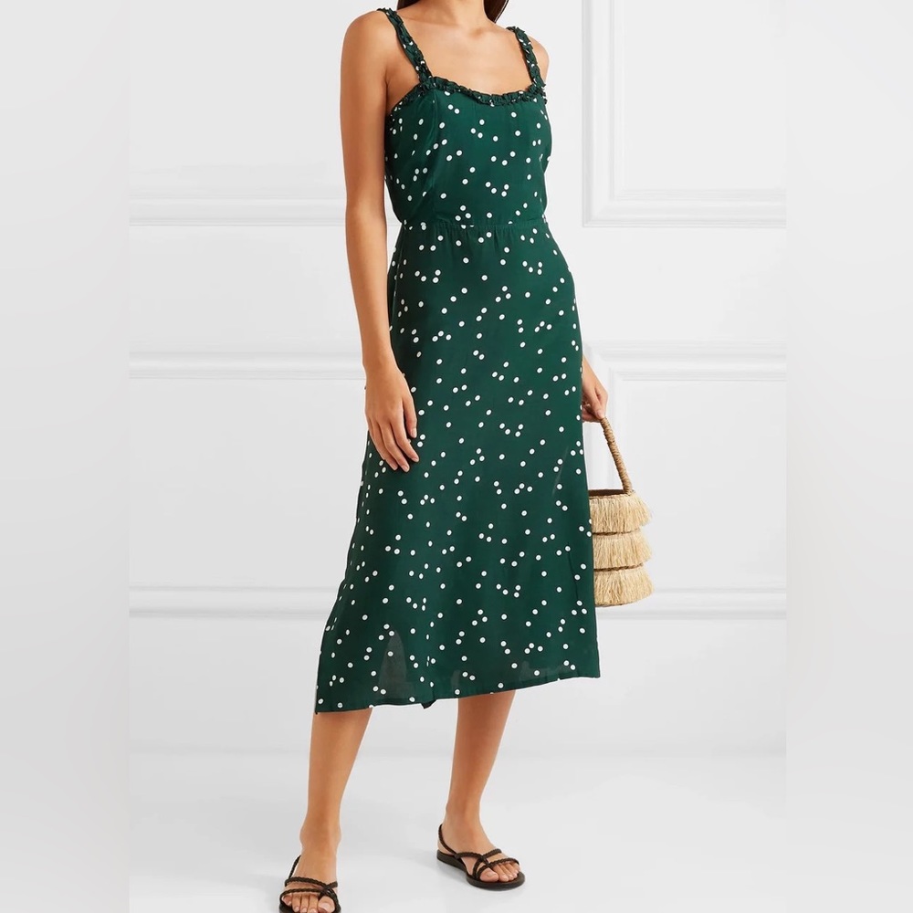 Faithfull The Brand Green Polka Dot Dress